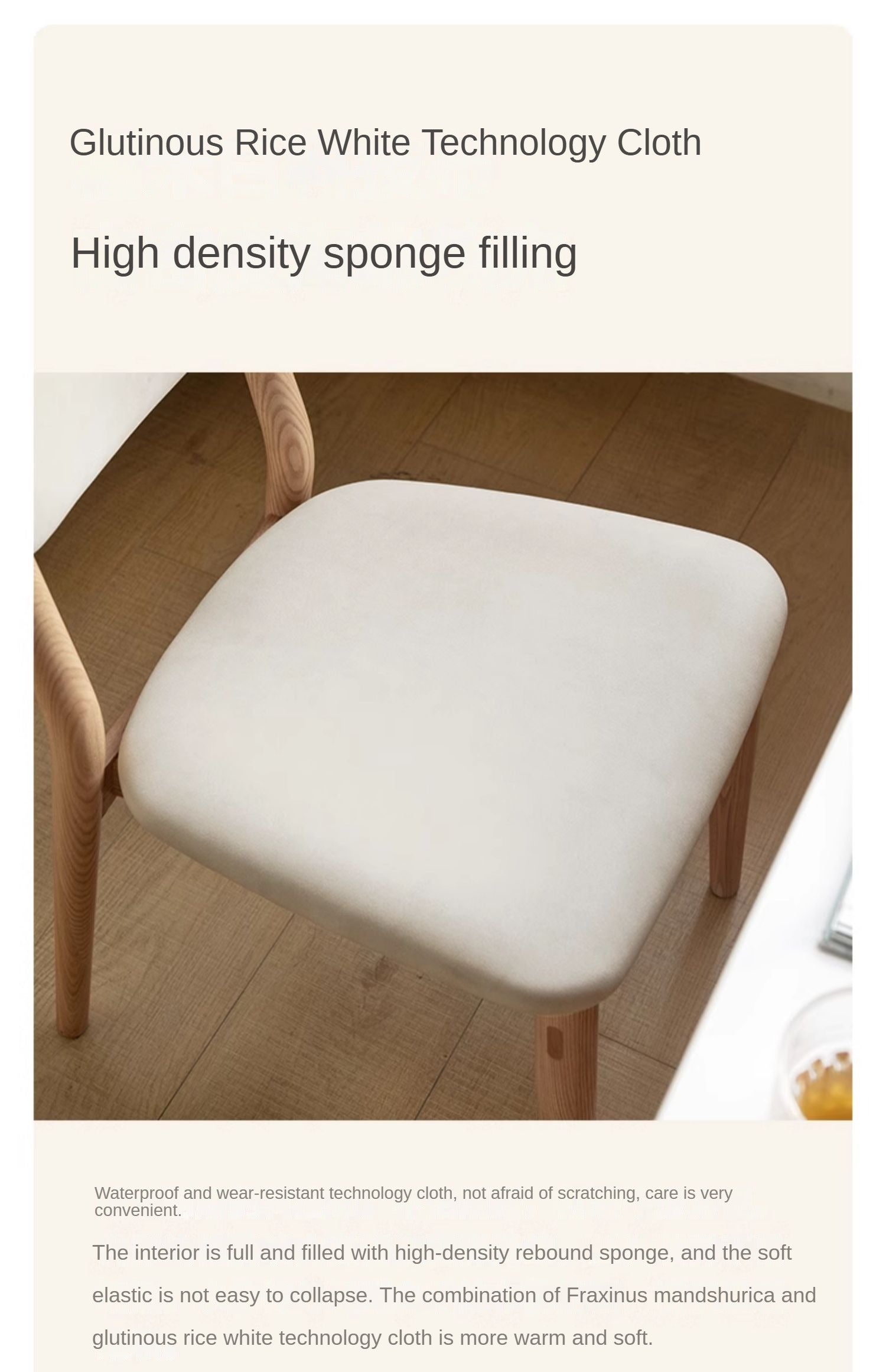 Ash Solid Wood Modern Simple Dining Chairs 4 pcs