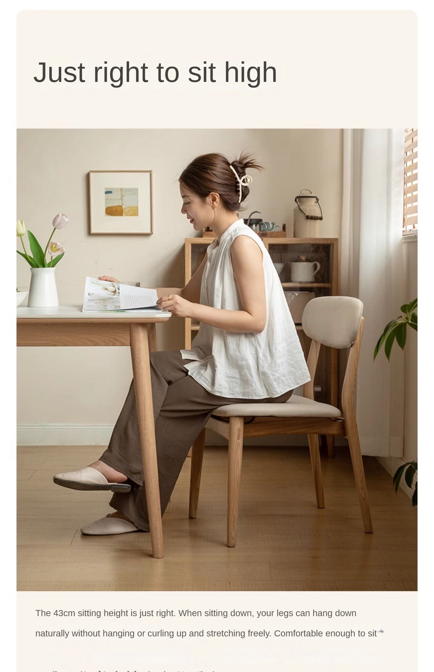 Ash Solid Wood Modern Simple Dining Chairs 4 pcs