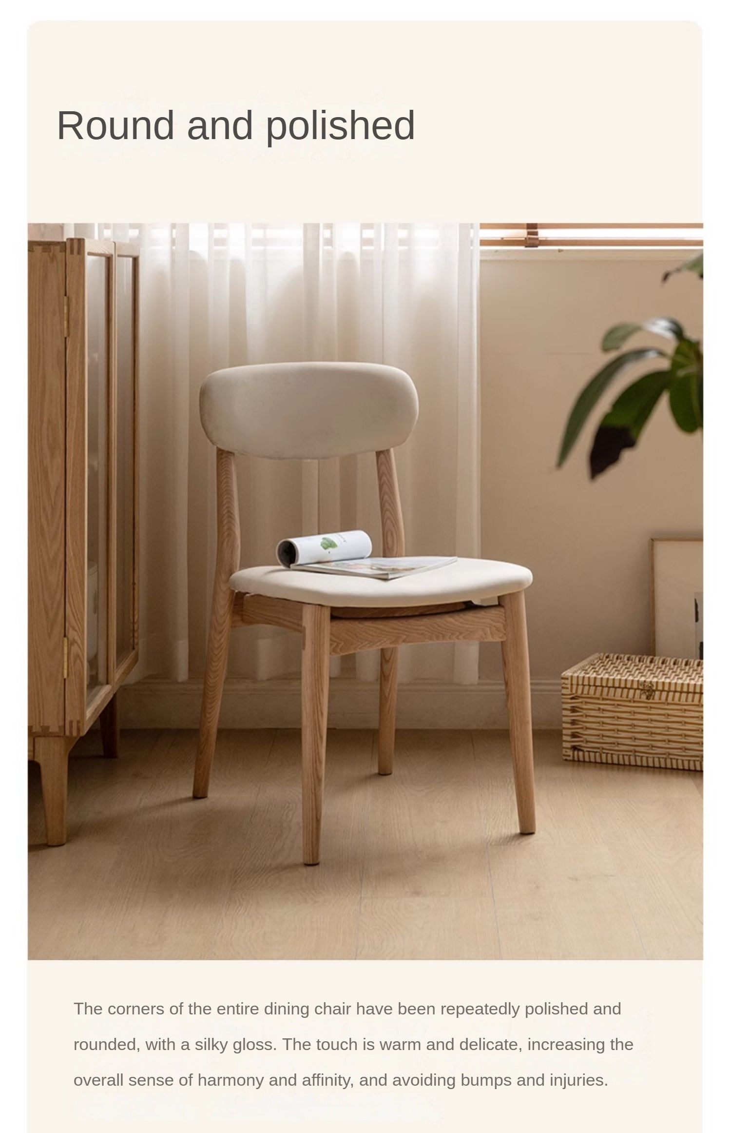 Ash Solid Wood Modern Simple Dining Chairs 4 pcs