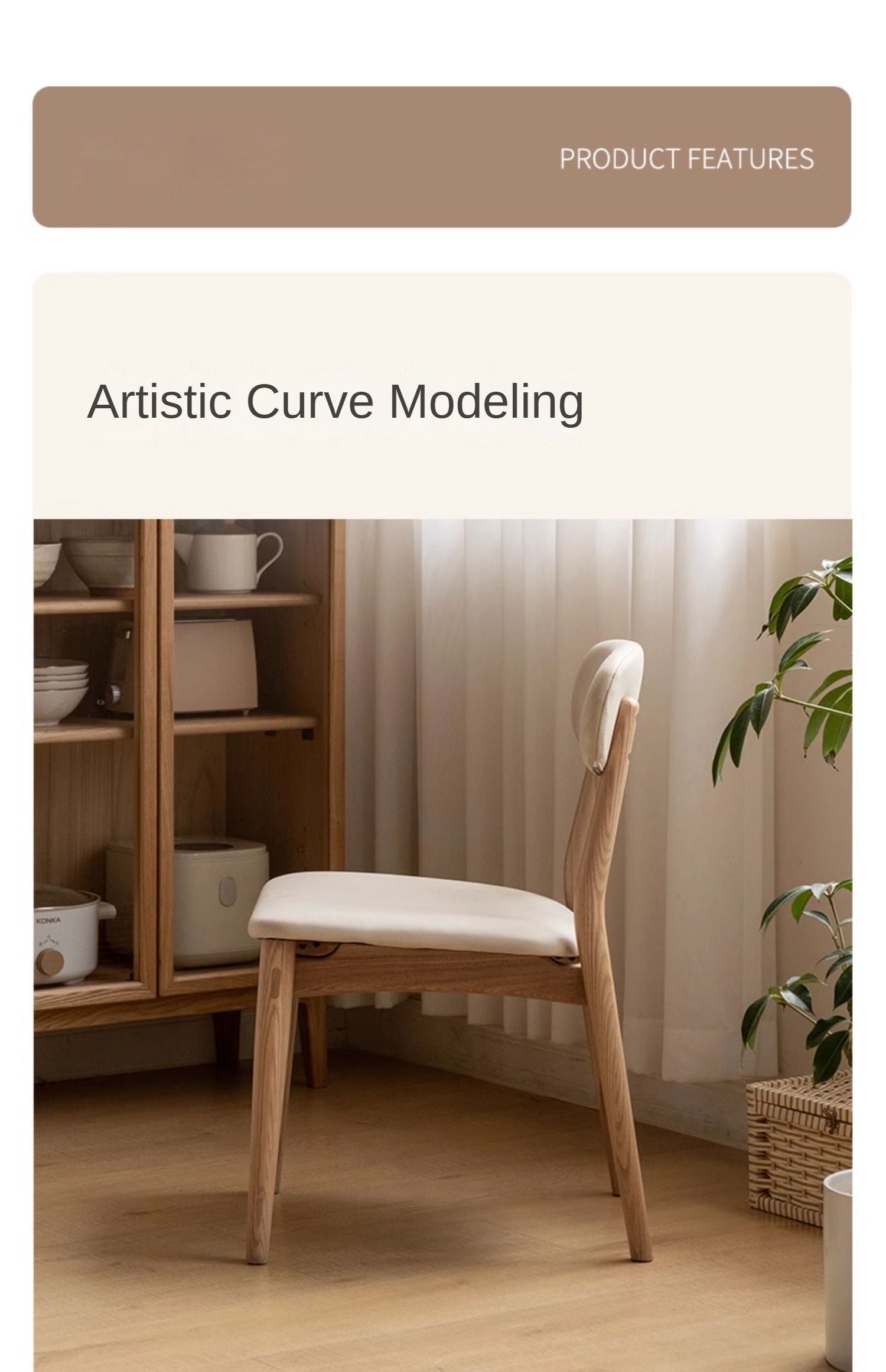 Ash Solid Wood Modern Simple Dining Chairs 4 pcs