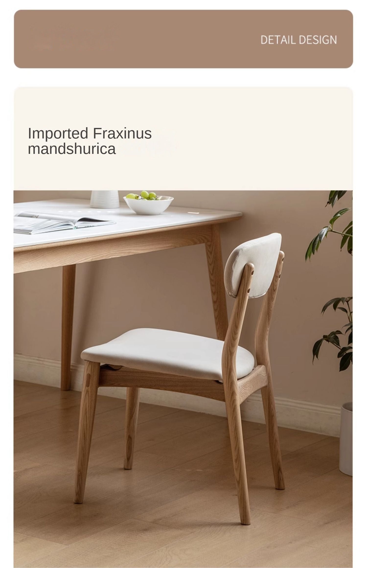 Ash Solid Wood Modern Simple Dining Chairs 4 pcs