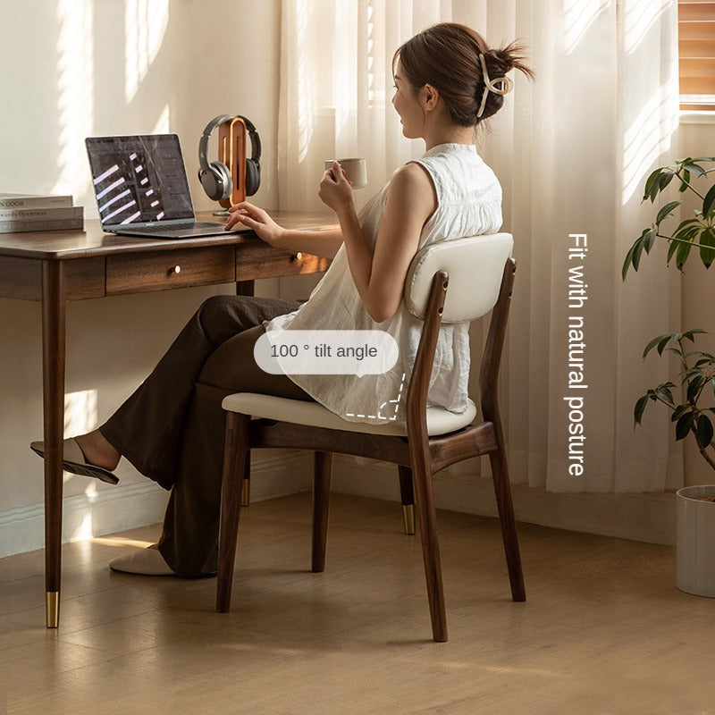 Set 4pcs Black Walnut Solid Wood Home Soft Back Dining Chair