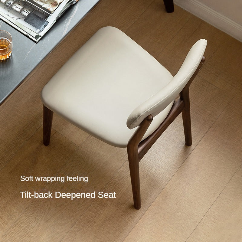 Set 4pcs Black Walnut Solid Wood Home Soft Back Dining Chair