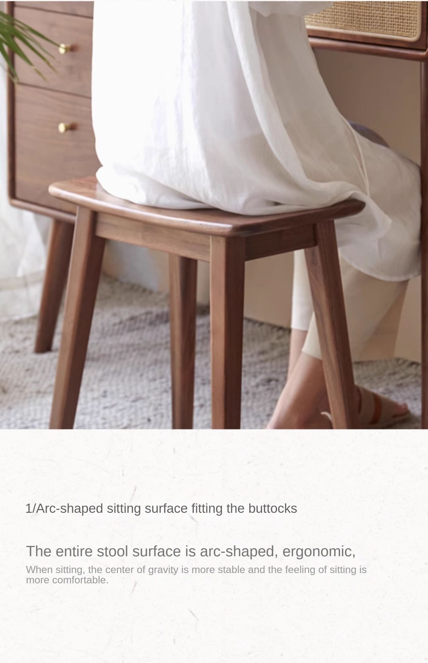 Black Walnut, Ash, Oak Makeup Stool Dressing Stool