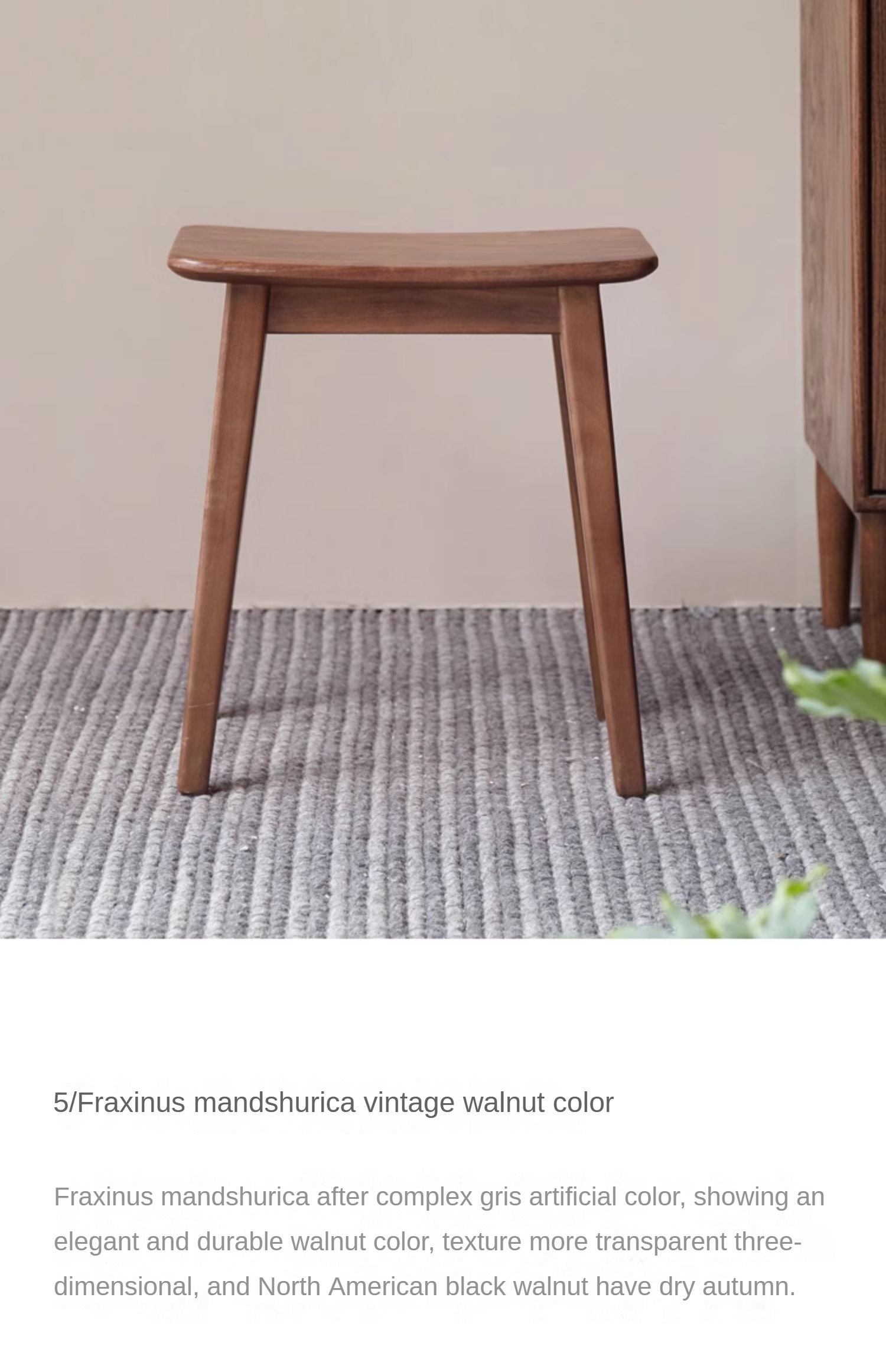 Black Walnut, Ash, Oak Makeup Stool Dressing Stool