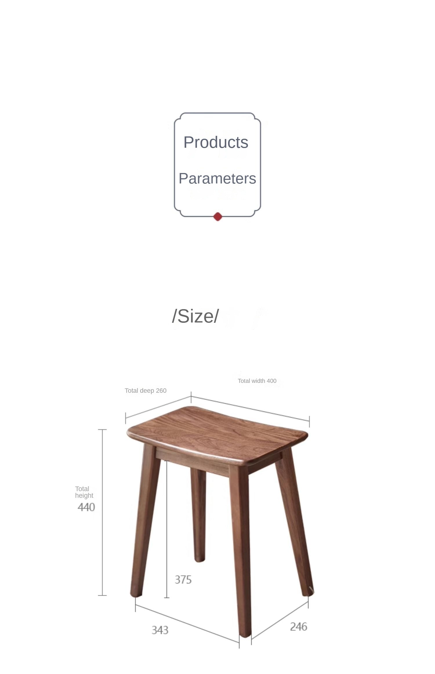 Black Walnut, Ash, Oak Makeup Stool Dressing Stool