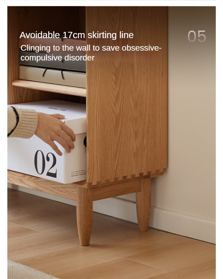 Oak, Ash Solid Wood Integrated Display Bookcase.