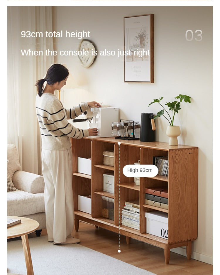 Oak, Ash Solid Wood Integrated Display Bookcase.