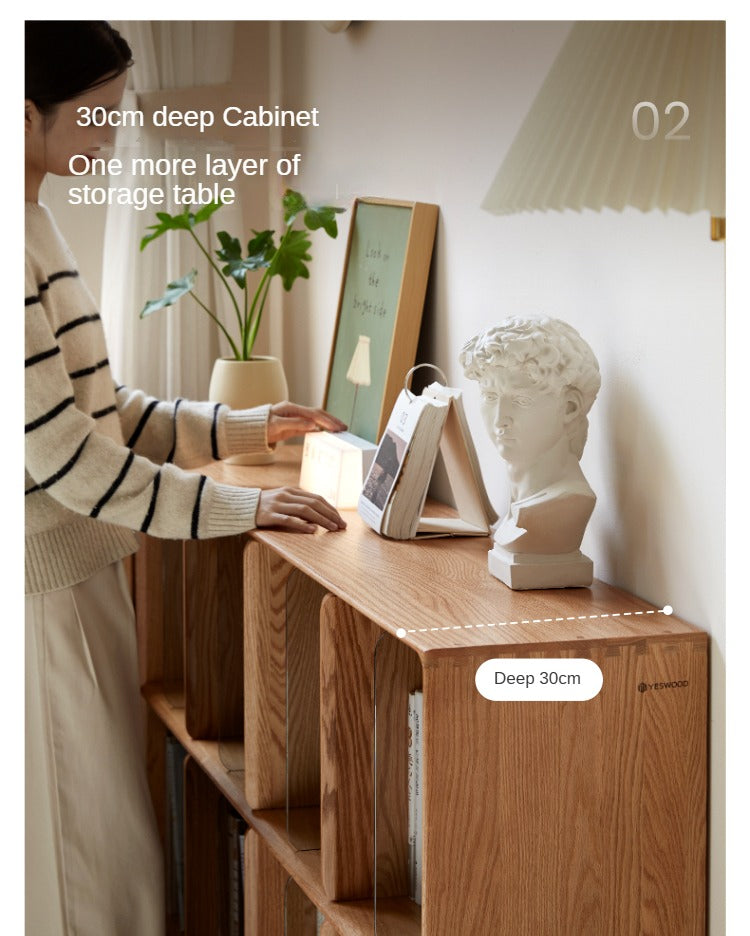 Oak, Ash Solid Wood Integrated Display Bookcase.