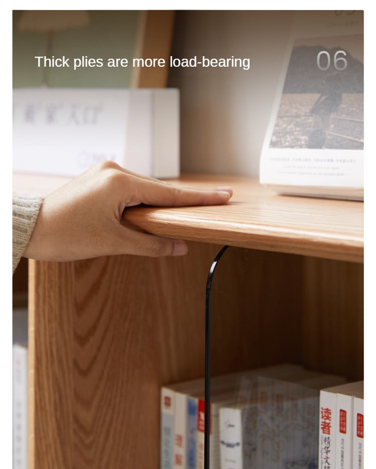 Oak, Ash Solid Wood Integrated Display Bookcase.