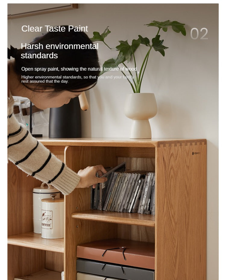 Oak, Ash Solid Wood Integrated Display Bookcase.