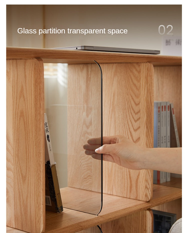Oak, Ash Solid Wood Integrated Display Bookcase.