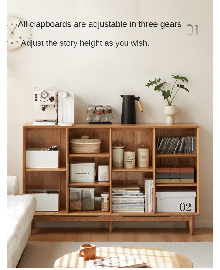 Oak, Ash Solid Wood Integrated Display Bookcase.