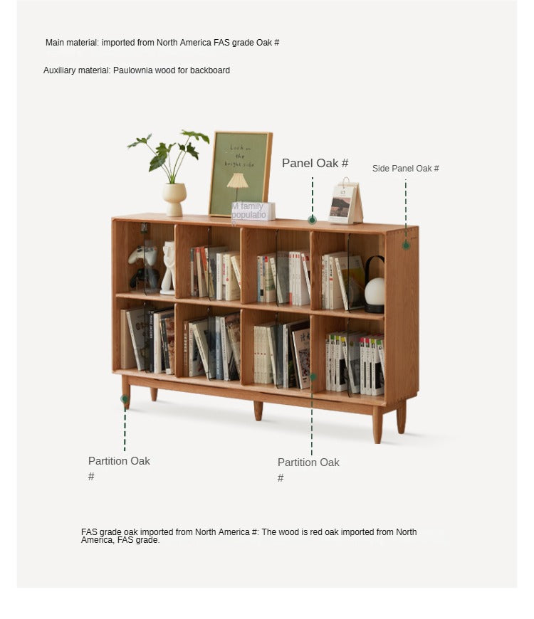 Oak, Ash Solid Wood Integrated Display Bookcase.