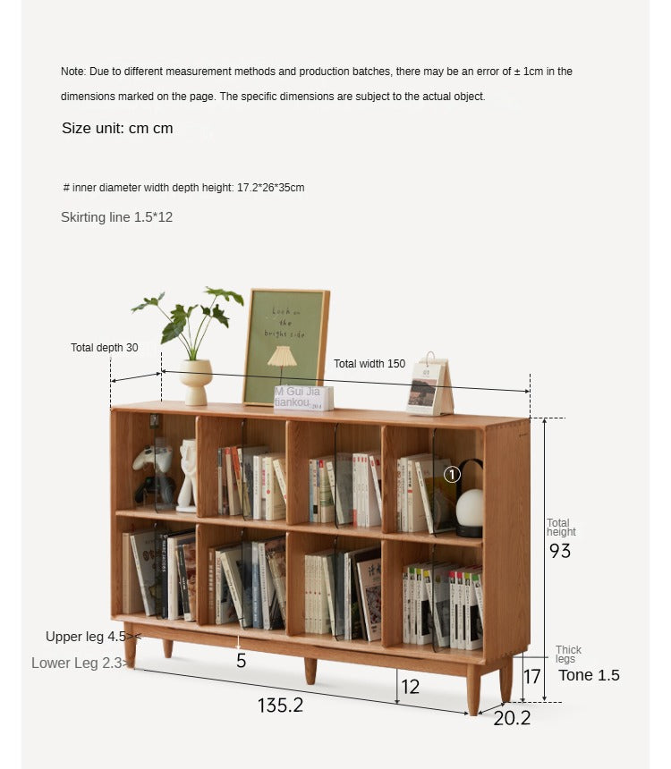 Oak, Ash Solid Wood Integrated Display Bookcase.
