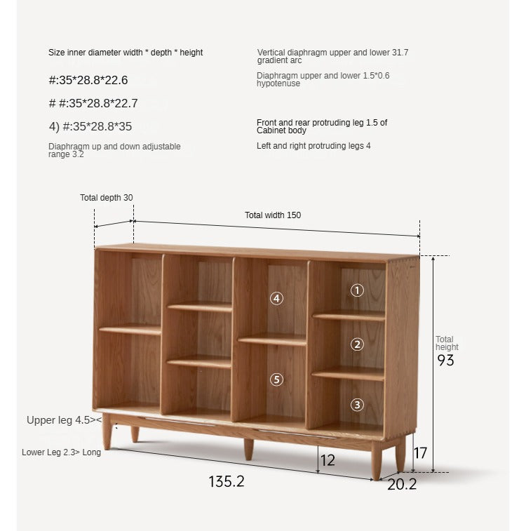 Oak, Ash Solid Wood Integrated Display Bookcase.