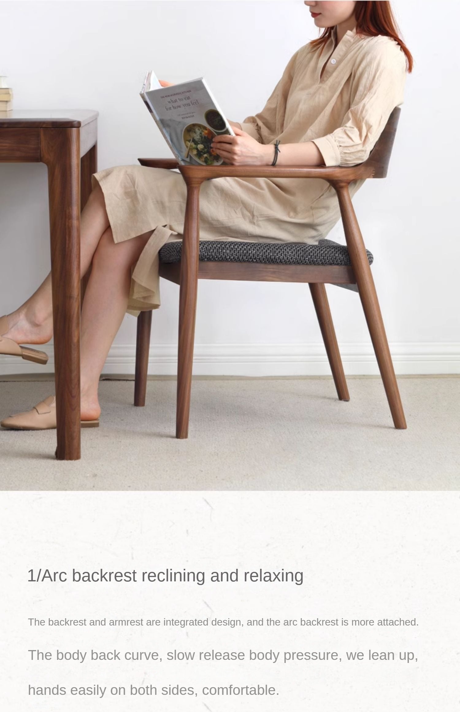 Ash Solid Wood Makeup Chair Dining Chair