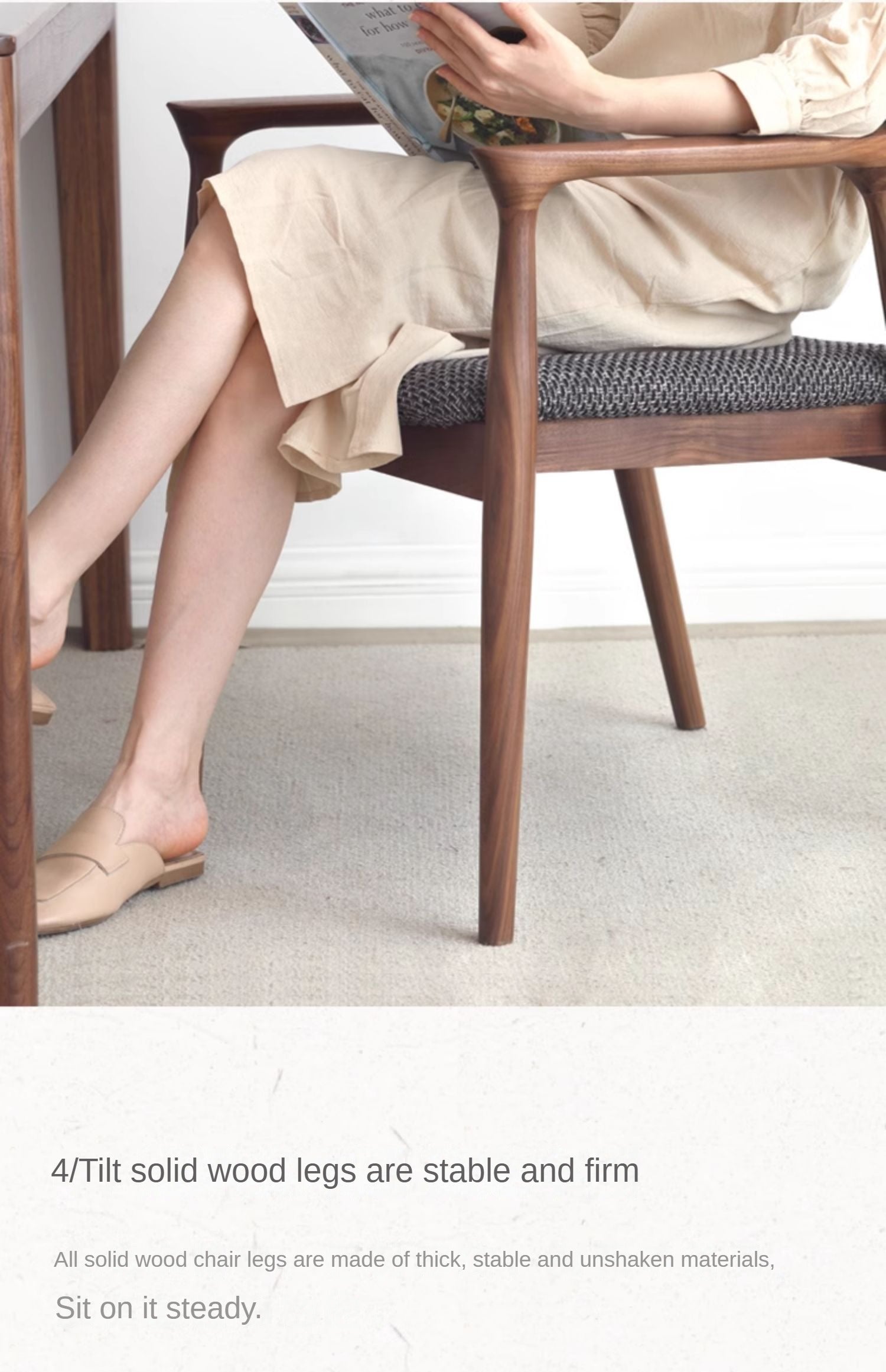 Ash Solid Wood Makeup Chair Dining Chair