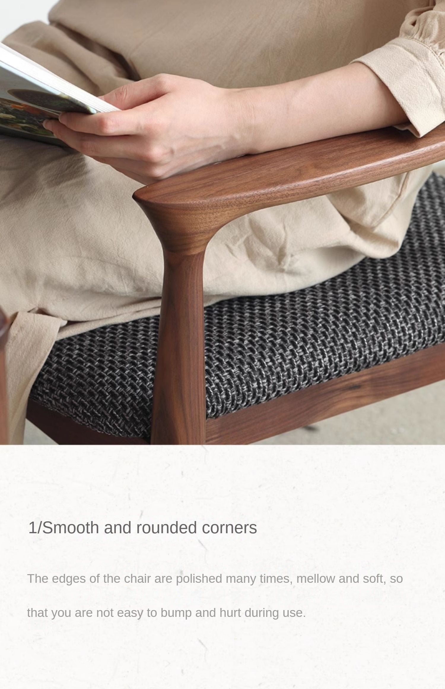 Ash Solid Wood Makeup Chair Dining Chair