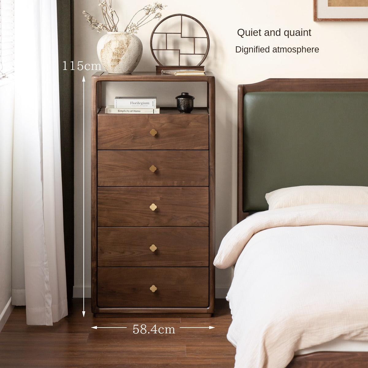 Black Walnut, Oak Solid Wood Storage Cabinet.