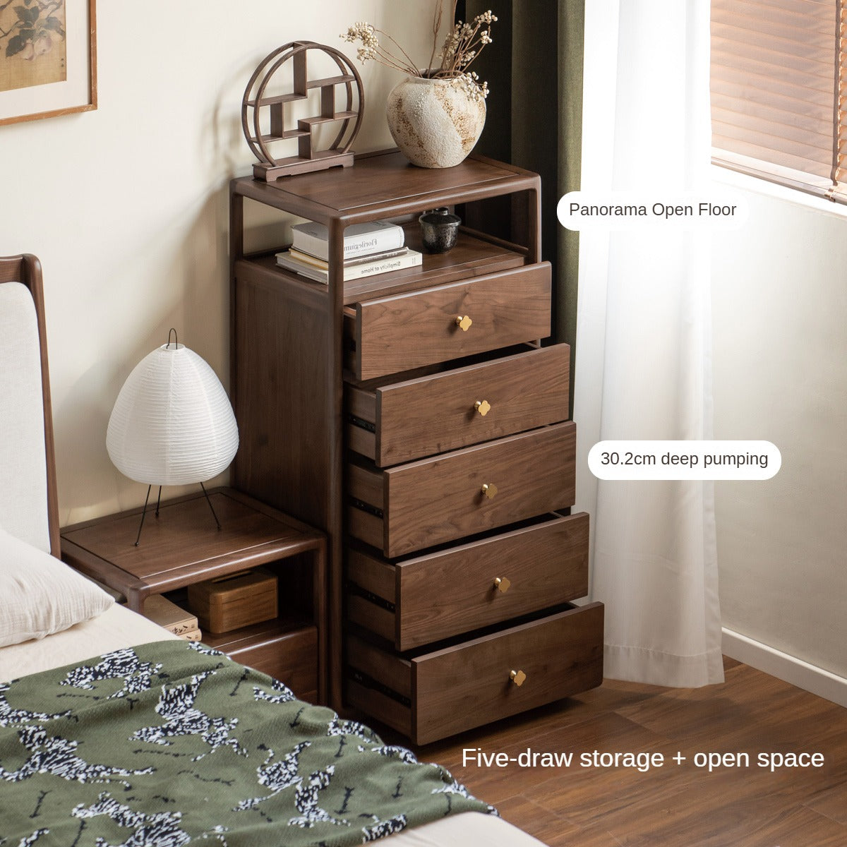 Black Walnut, Oak Solid Wood Storage Cabinet.