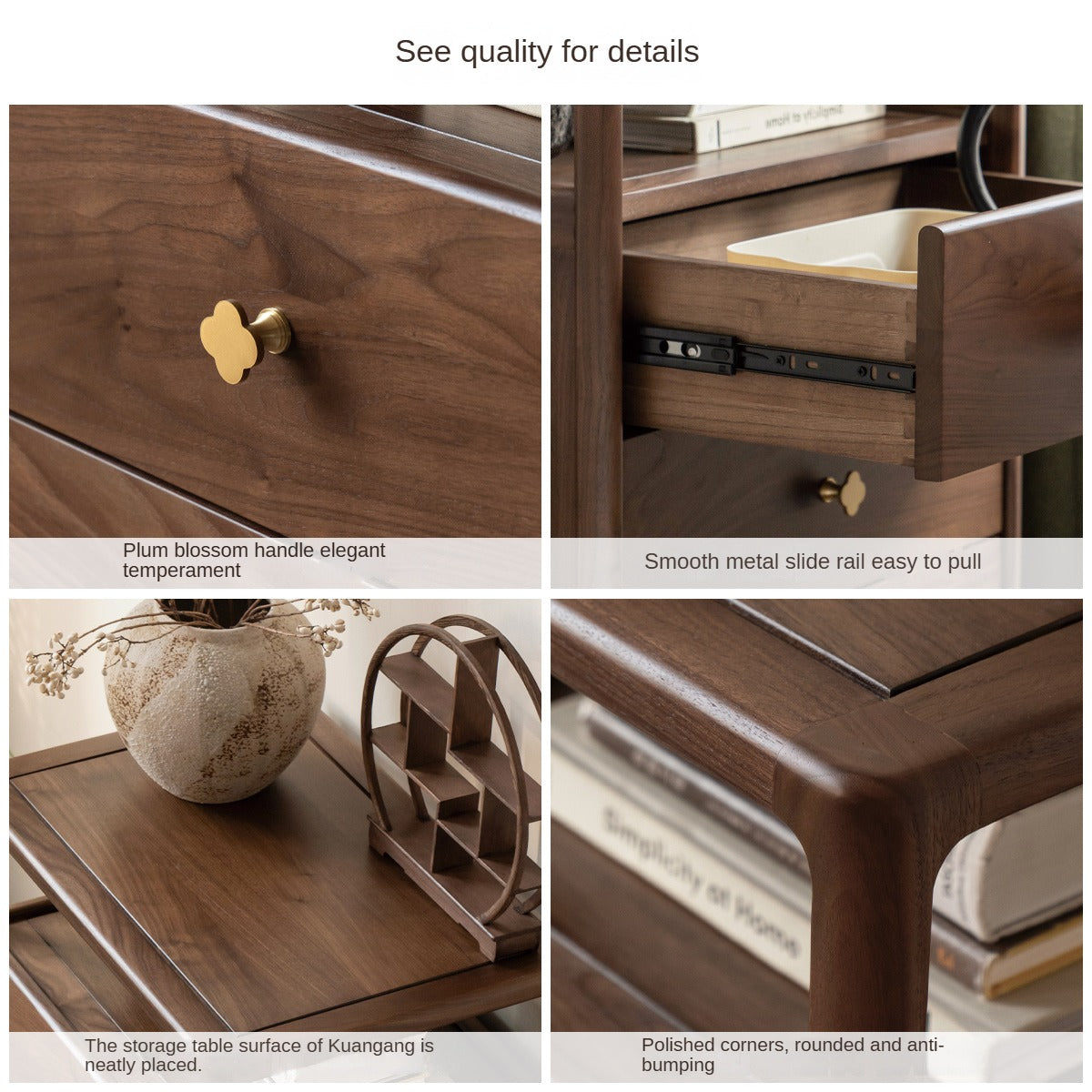 Black Walnut, Oak Solid Wood Storage Cabinet.
