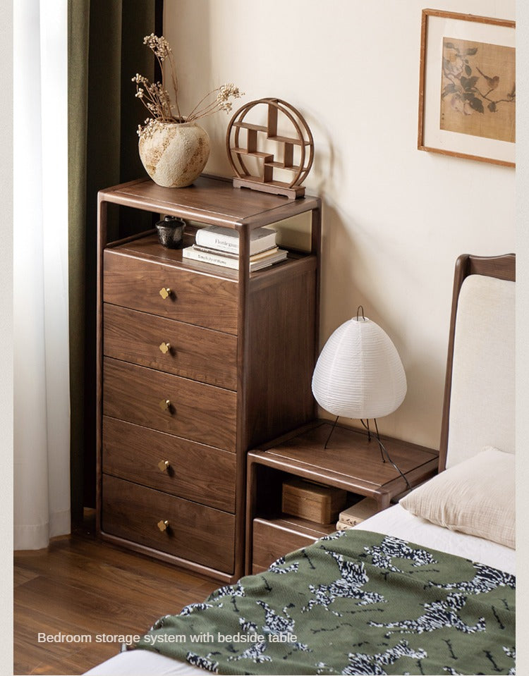 Black Walnut, Oak Solid Wood Storage Cabinet.