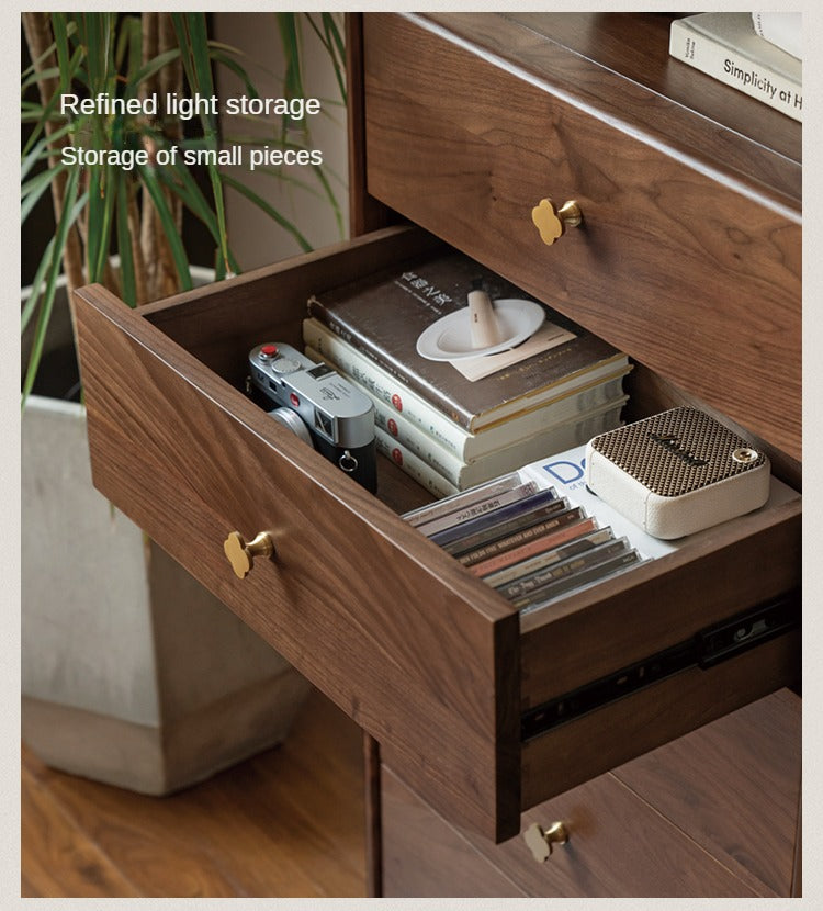 Black Walnut, Oak Solid Wood Storage Cabinet.