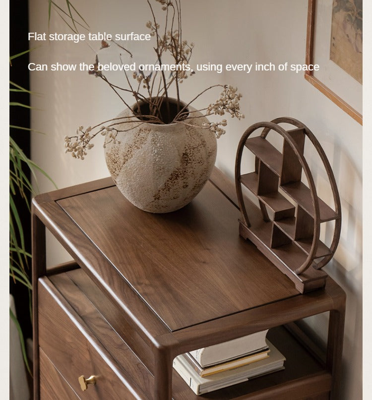 Black Walnut, Oak Solid Wood Storage Cabinet.