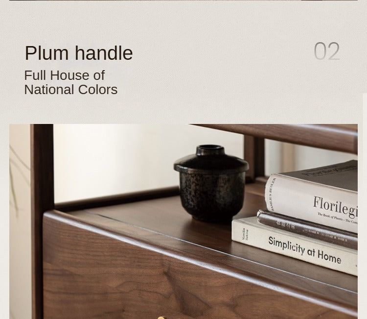 Black Walnut, Oak Solid Wood Storage Cabinet.