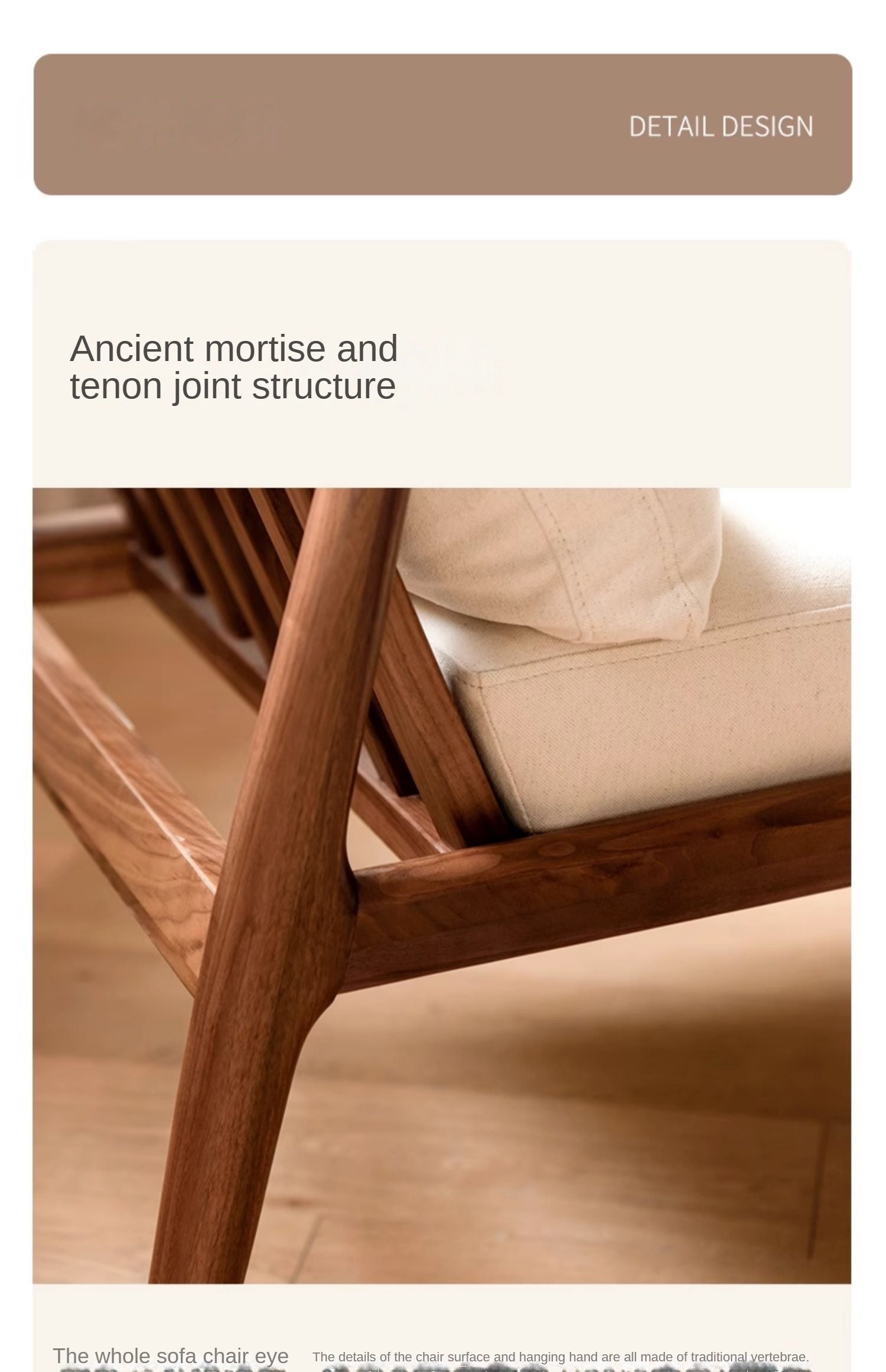 Black Walnut, Ash Solid Wood Backrest Leisure Sofa Chair.