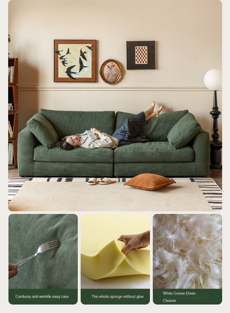 Fabric Corduroy Straight Down Sofa,