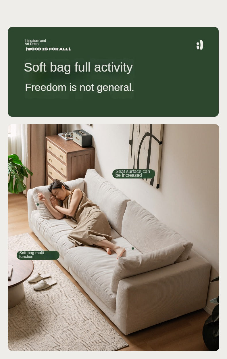 Fabric Corduroy Straight Down Sofa,