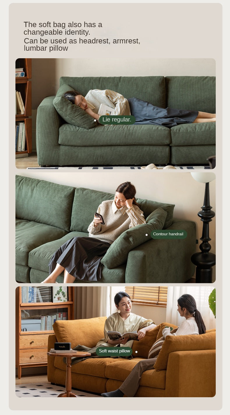Fabric Corduroy Straight Down Sofa,