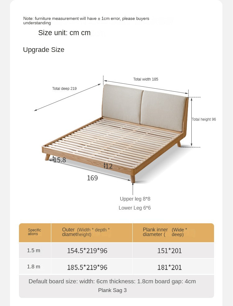 Rubberwood, Oak solid wood Soft Bed