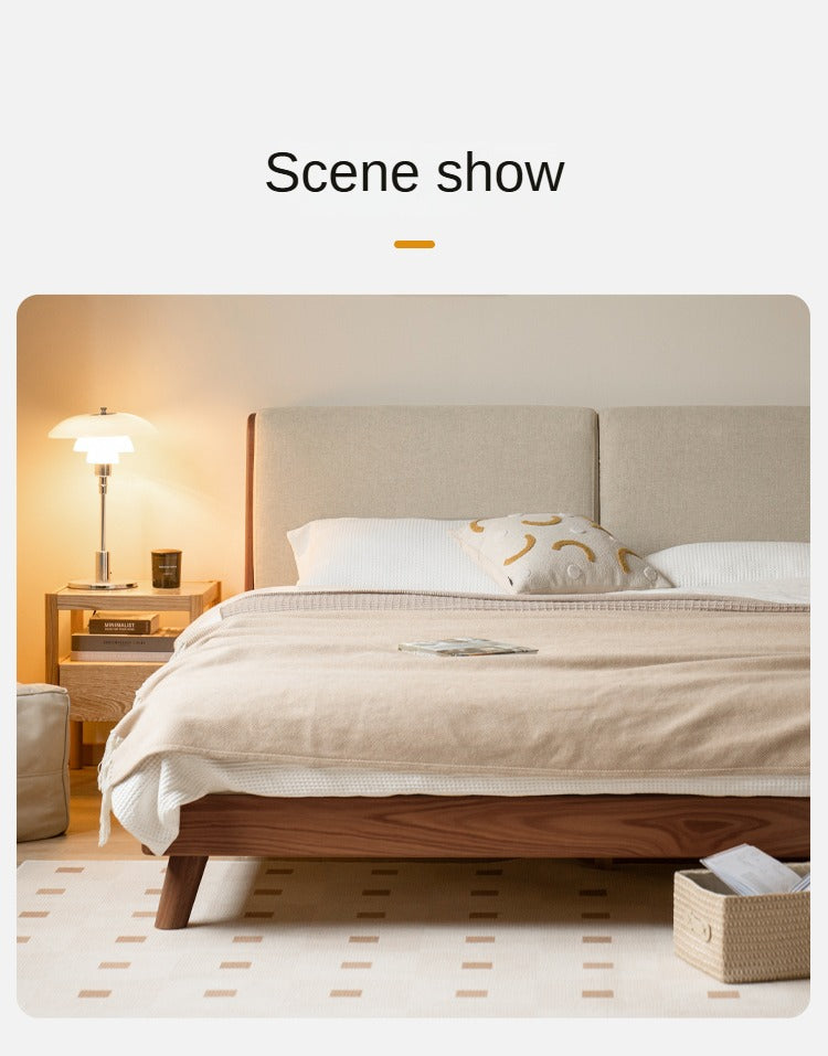 Rubberwood, Oak solid wood Soft Bed