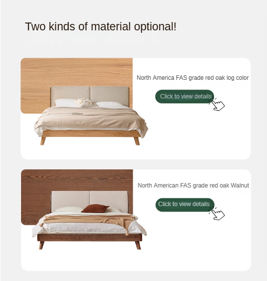 Rubberwood, Oak solid wood Soft Bed