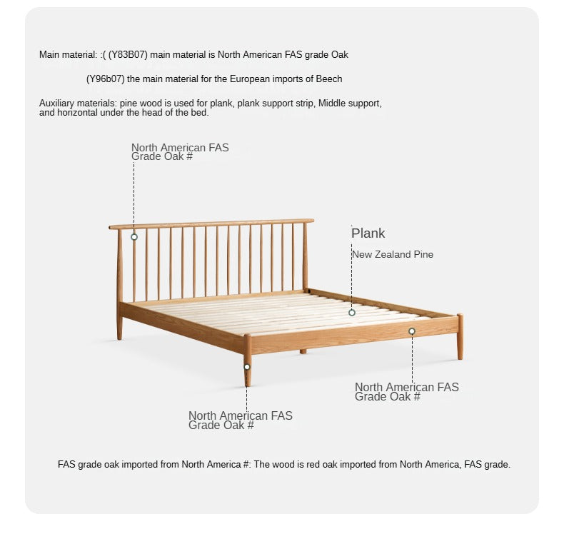 Oak, Beech Solid Wood Windsor Bed