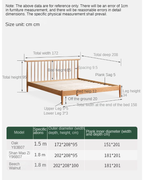 Oak, Beech Solid Wood Windsor Bed