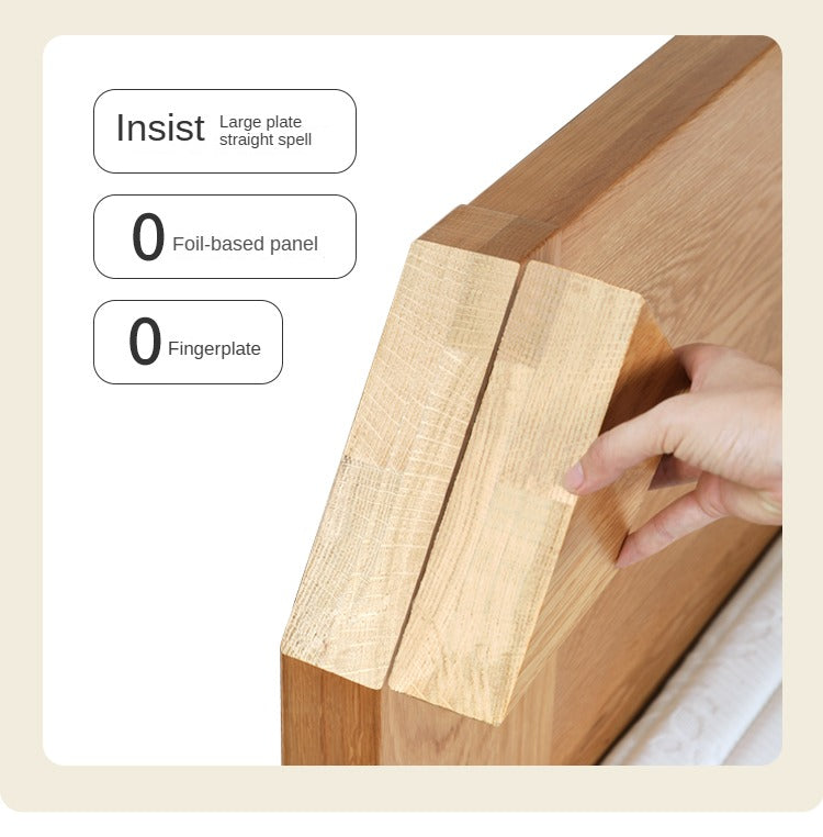 Oak Solid Wood Soft Light With Bookshelf Bed