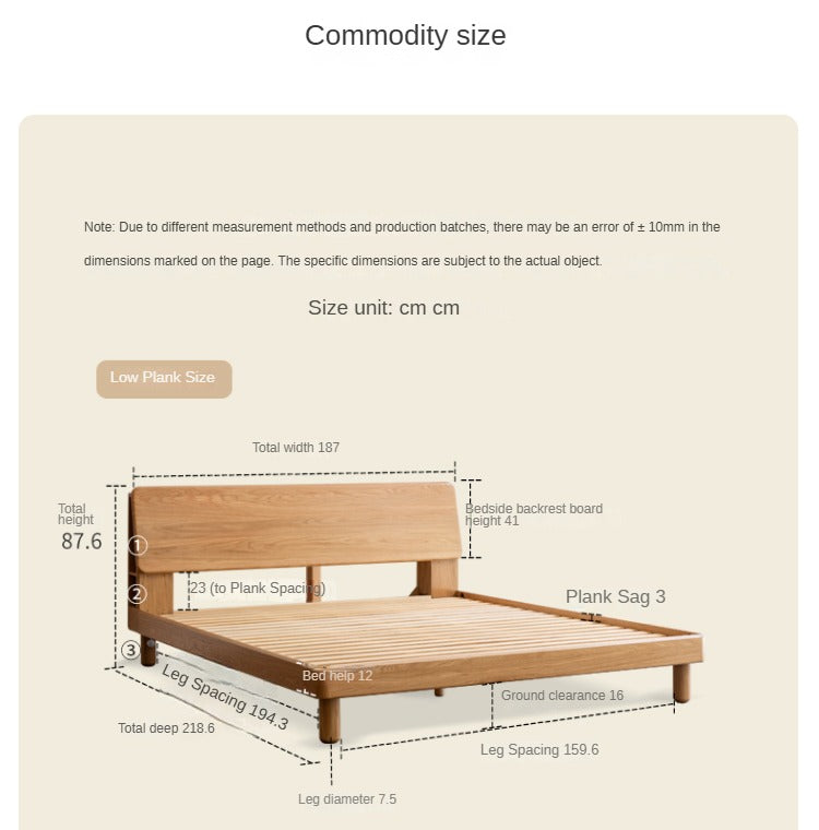 Oak Solid Wood Soft Light With Bookshelf Bed