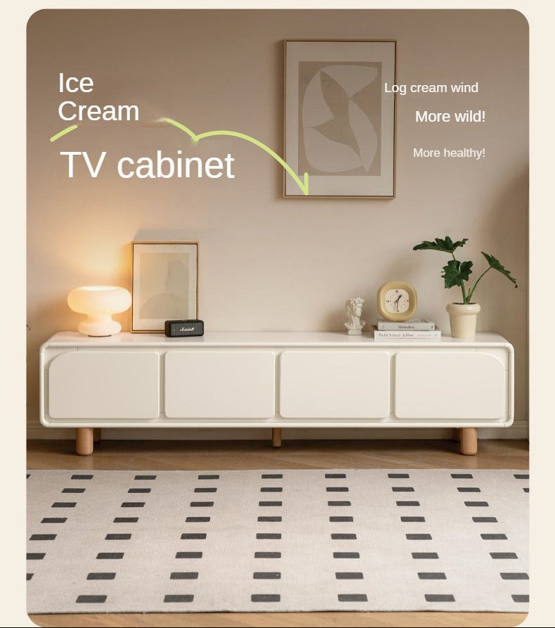 Solid RubberWood TV Cabinet with Drawers.