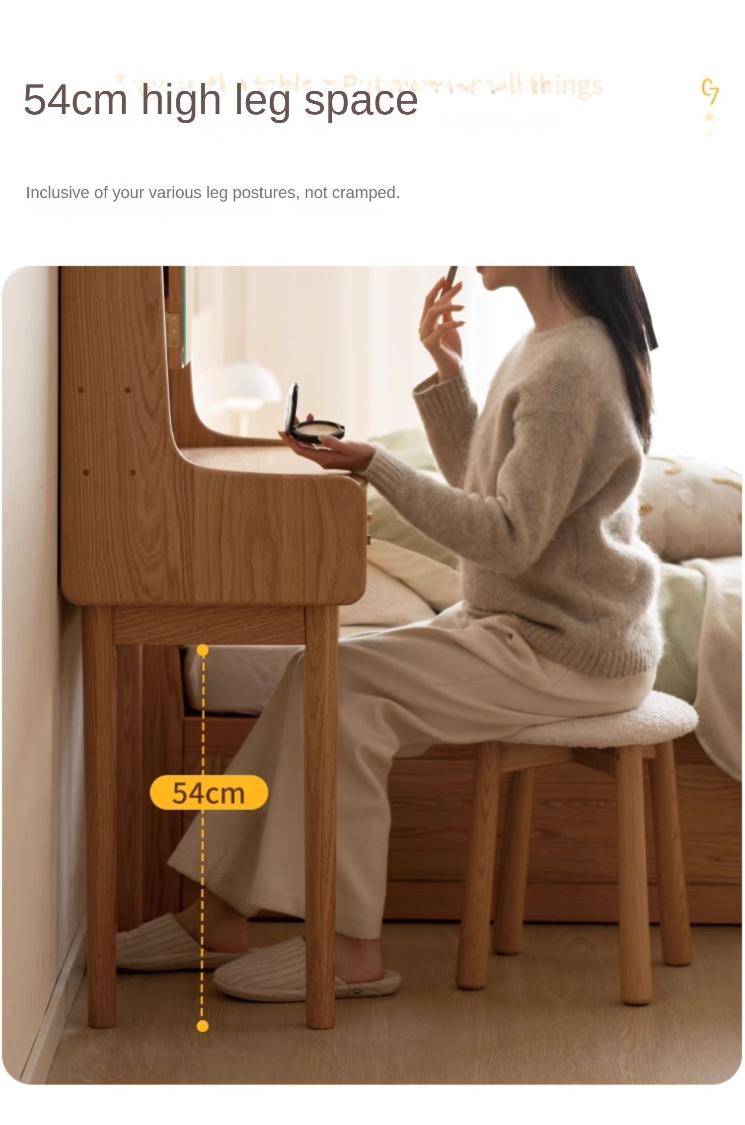 Oak Solid Wood, Solid Rubberwood Vanity Table, Makeup Table.