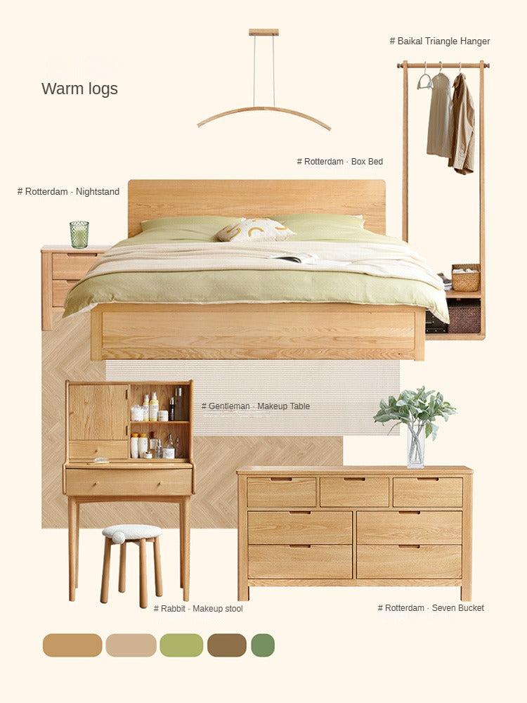 Oak Solid Wood, Solid Rubberwood Dressing Table, Makeup Table.