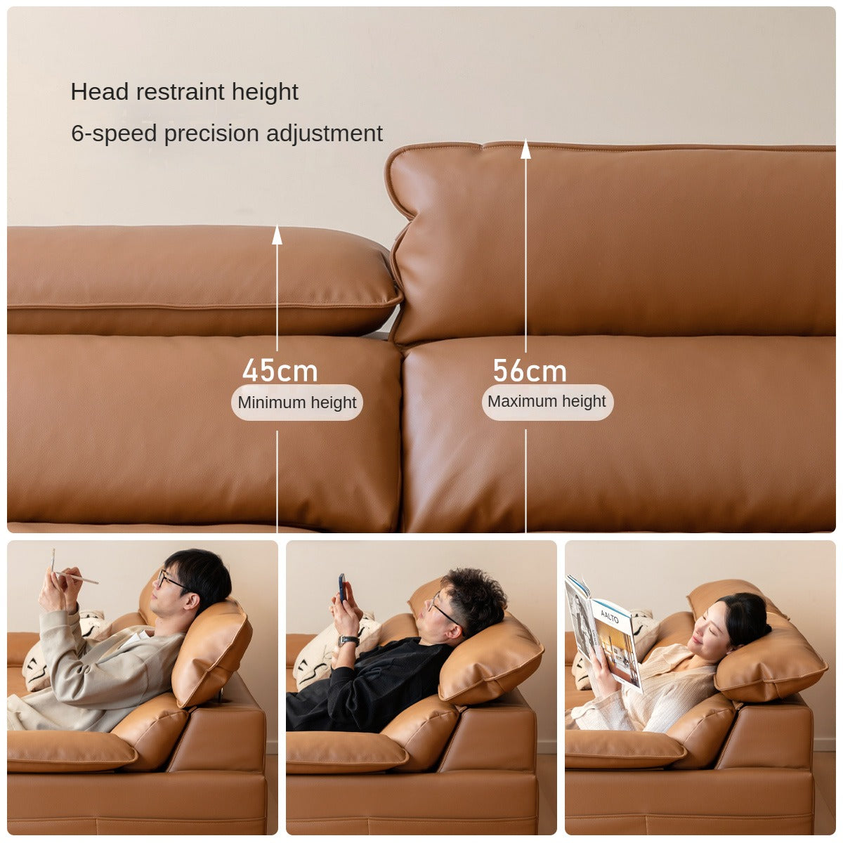 Fabric High Back Straight Sofa Modern.