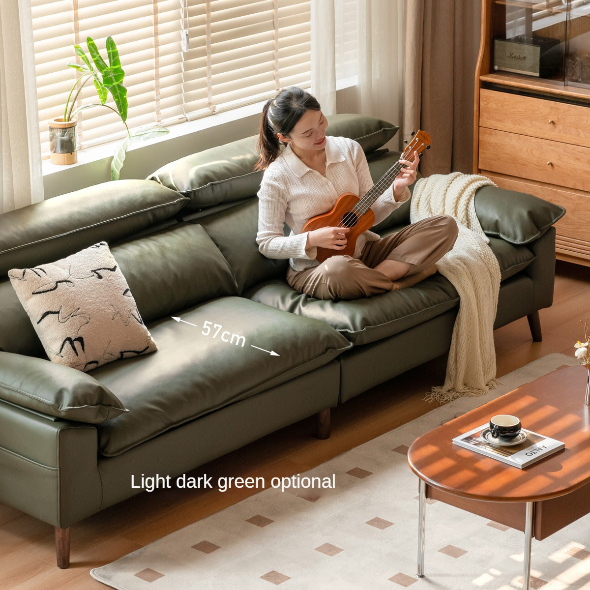 Fabric High Back Straight Sofa Modern.