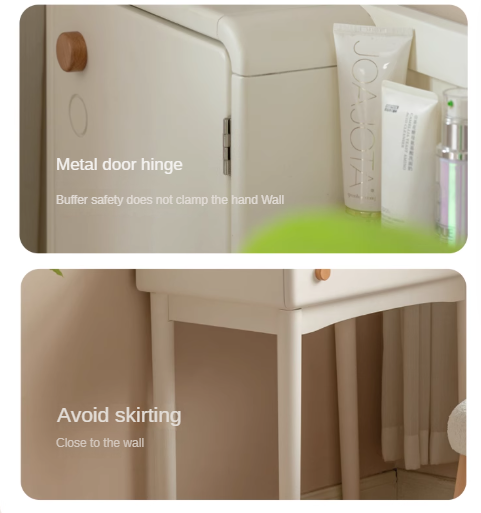 Solid Rubberwood Cream Style Dressing Table With Makeup Mirror.