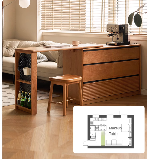 Cherry Solid Wood Retro Dressing Table.