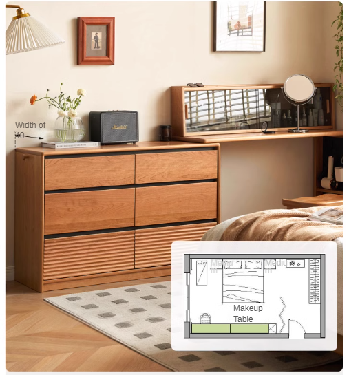 Cherry Solid Wood Retro Dressing Table.