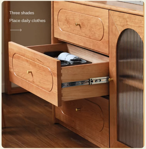 Cherry Solid Wood Retractable French Retro Dressing Table.